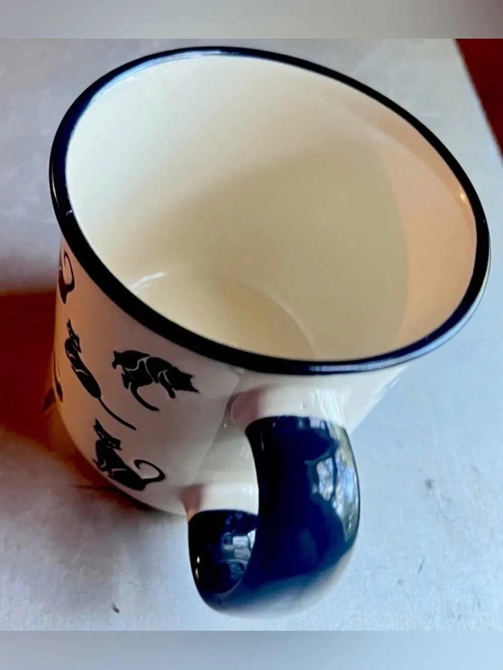 Design Black Cat Ceramic Coffee Mug 4x4 Halloween Cat Lover Tea Cup White Black